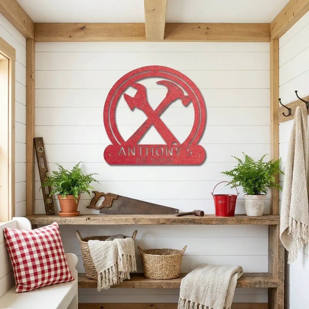 Personalized Workshop Metal Sign, Custom Garage Sign, He Shed Sign,