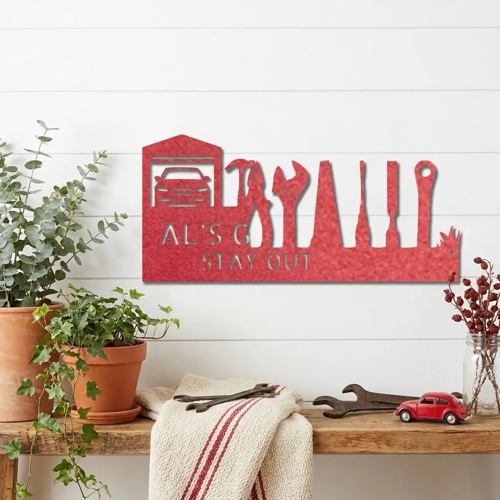 Garage Personalized Metal Sign, Custom Mechanic Wall Art, Car Enthusiast Decor, Automotive Shop Sign