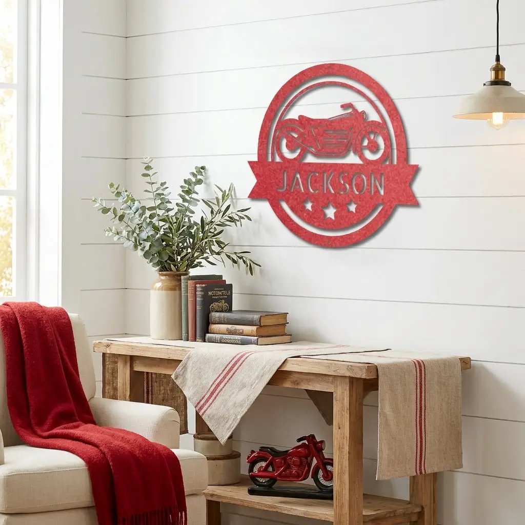 Personalized Motorcycle Metal Sign – Custom Biker Name Sign – Garage Wall Decor
