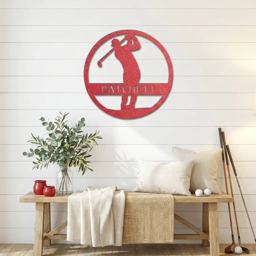Personalized Golfer Metal Wall Art Custom Name Golf Sign Man Cave Decor Golf Gift for Dad Golf Lover Metal Wall Sign Outdoor Decor
