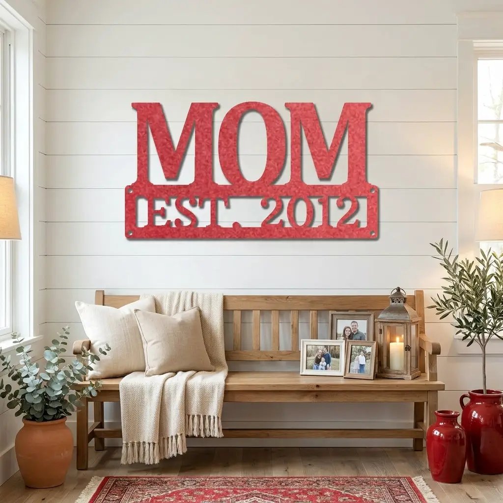 Mom Est. Year Metal Wall Art – Personalized Mom Sign – Custom Mother Established Date Sign – Mother’s Day Gift Wall Decor