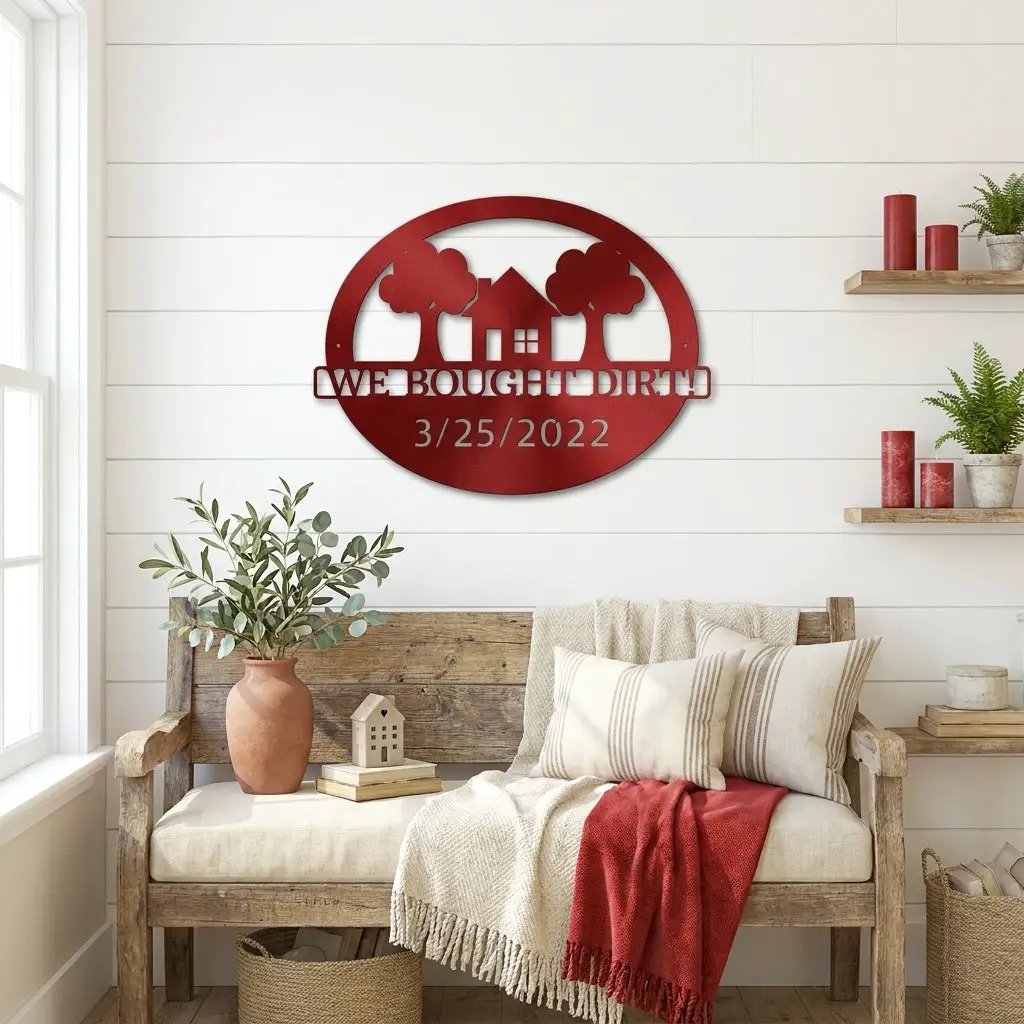 Custom New Home Steel Sign – Farmhouse Housewarming Gift with Established Date