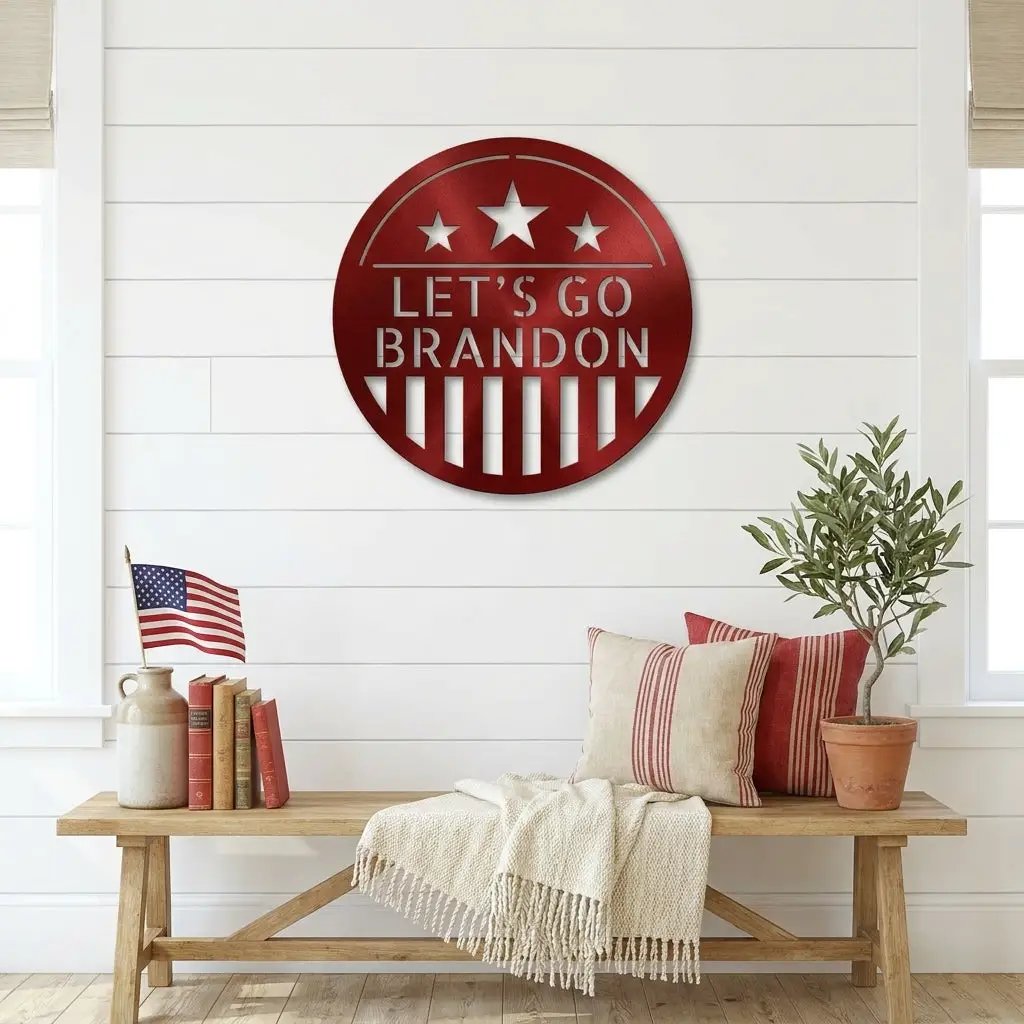 Personalized Patriotic Metal Wall Art Sign – Custom American Shield Steel Decor – Rustic USA Flag Wall Hanging – Farmhouse Patriotic Home Decor