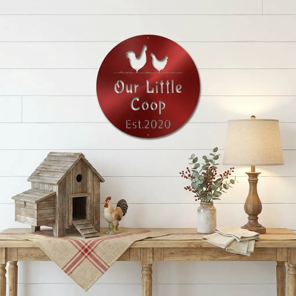 Our Little Coop Metal Sign – Personalized Chicken Coop Sign – Custom Farm Decor – Backyard Chicken Gift