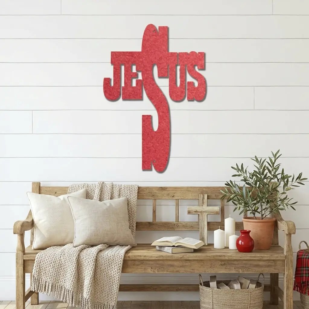 Jesus Cross Metal Wall Art | Christian Religious Decor | Inspirational Faith Wall Hanging