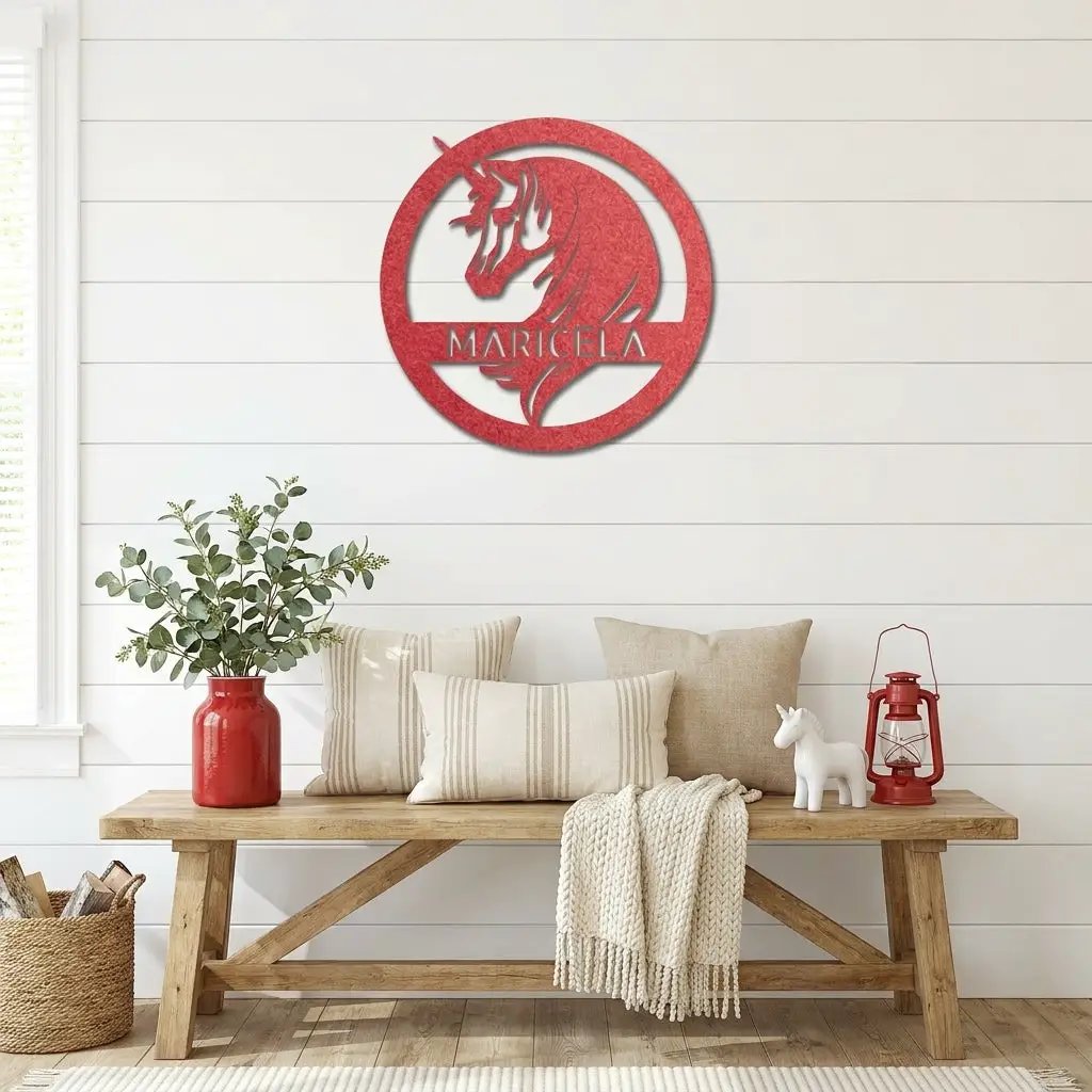 Custom Unicorn Name Metal Wall Art – Personalized Fantasy Sign – Girls Bedroom or Nursery Decor