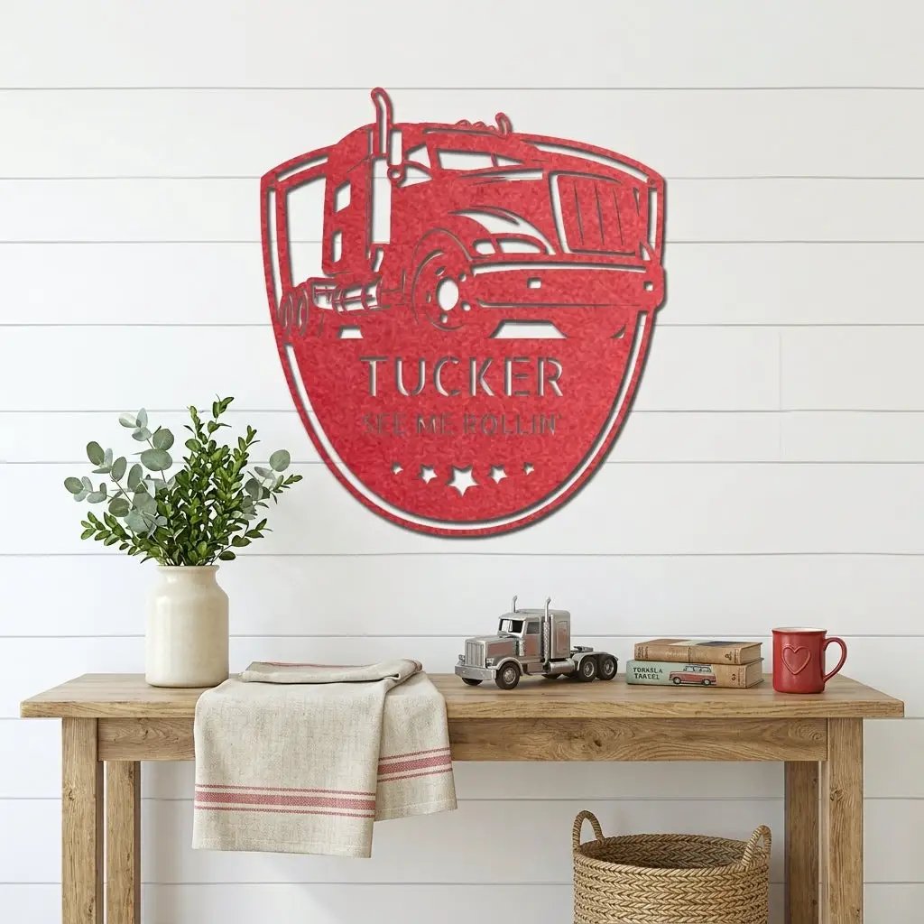 Personalized Trucker Metal Wall Art Sign | Custom Semi Truck Name Sign | Truck Driver Gift | Custom Steel Wall Decor | Made in USA