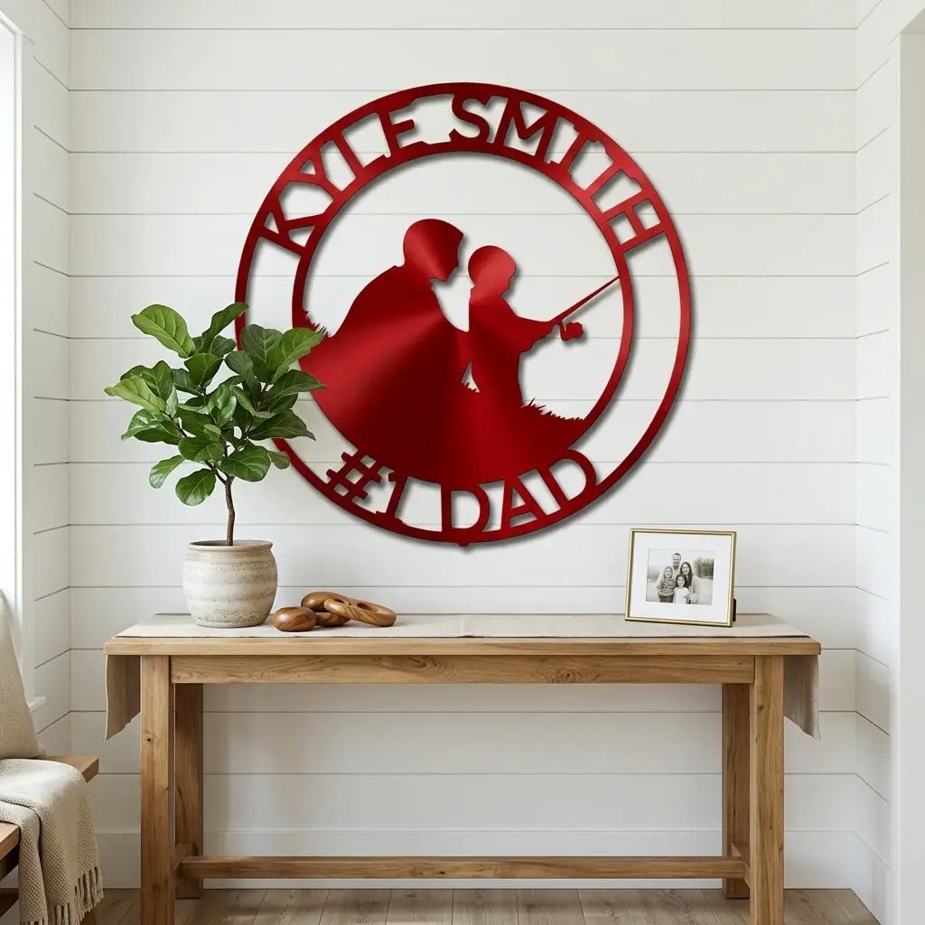 Personalized Father and Son Fishing Sign, Custom Dad Gift, Fishing Wall Decor, Father’s Day Gift, Gift for Fisherman, Metal Wall Art
