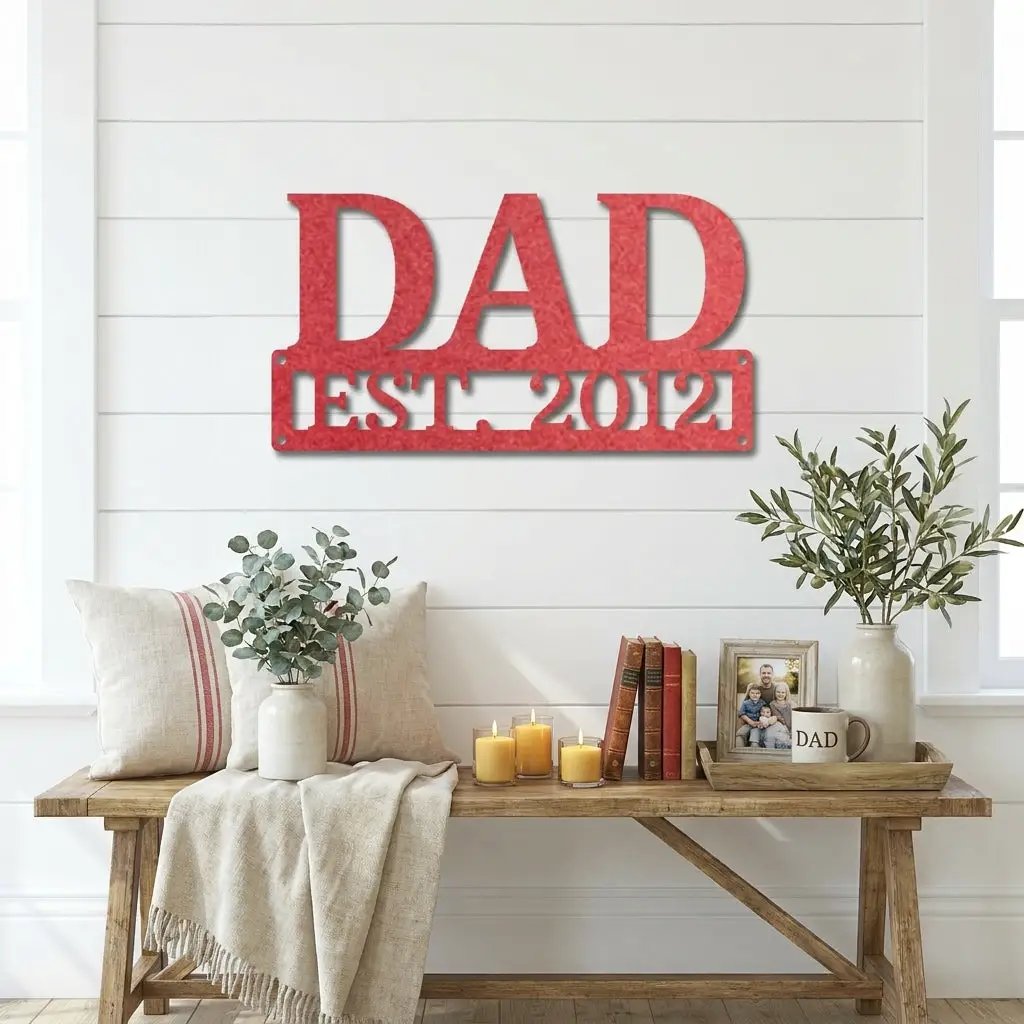 Dad Personalized Established Date Metal Aet Sign – Father’s Day Gift – Custom Family Decor