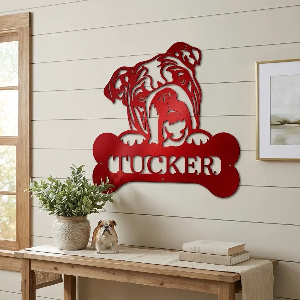Bulldog Custom Name Metal Art Wall Sign