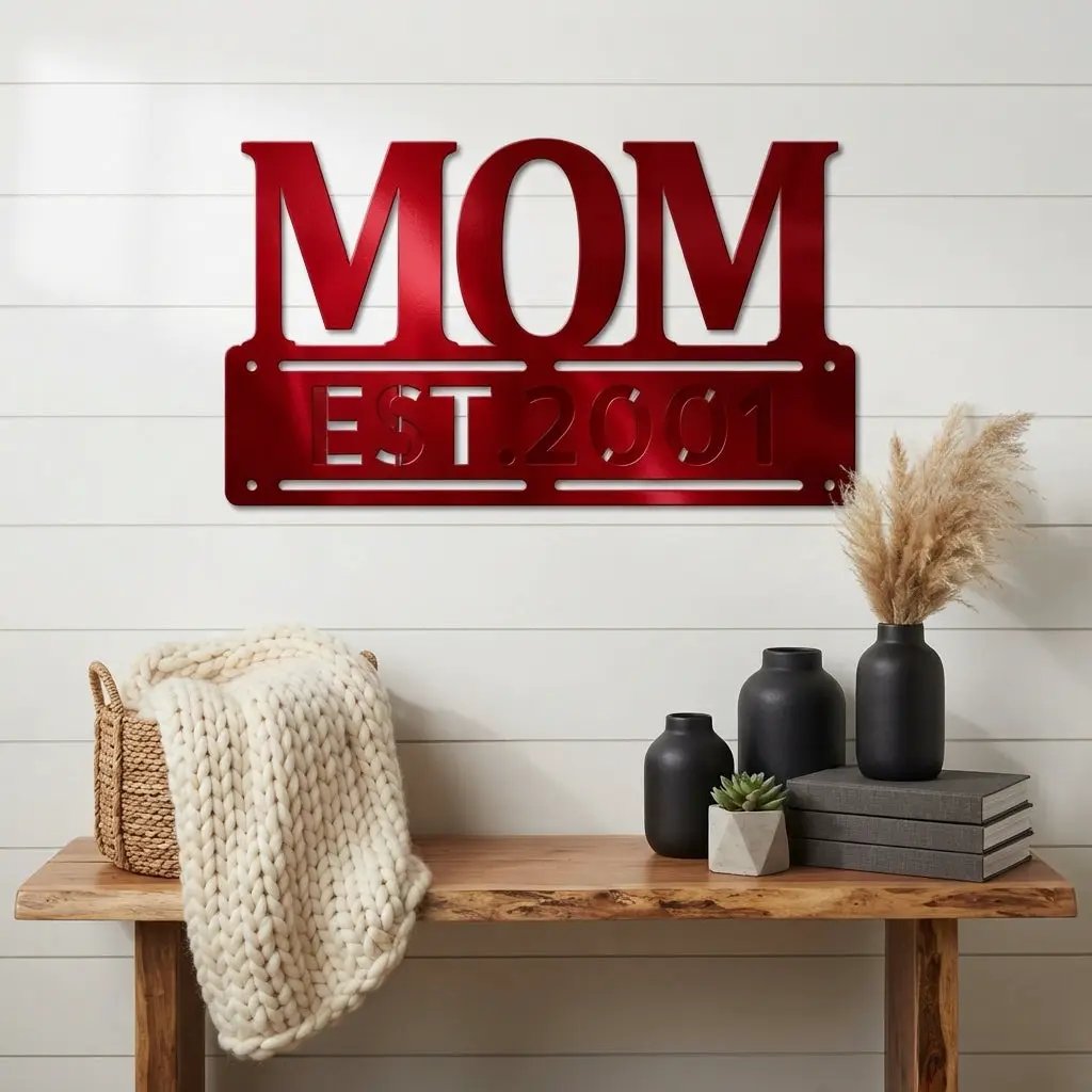Personalized Mom Est. Year Metal Wall Art | Custom Mother's Day Gift | Mom Established Sign | Metal Home Decor | Made in USA