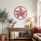 Custom Star Metal Wall Art – Personalized Rustic Farmhouse Sign – Ranch or Family Name