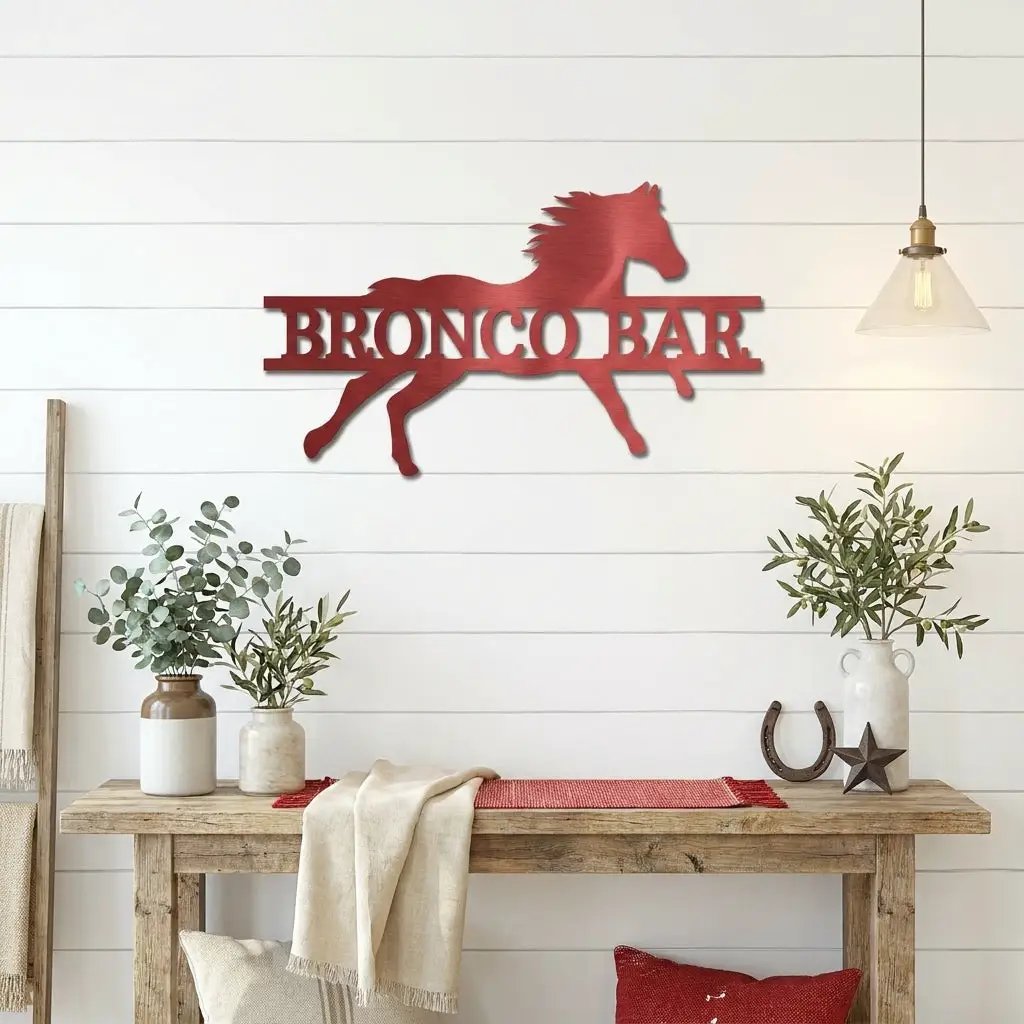 Personalized Horse Metal Wall Art Sign – Custom Ranch Name Sign – Western Barn Decor – Equestrian Steel Wall Art – Rustic Farmhouse Horse Lover Gift