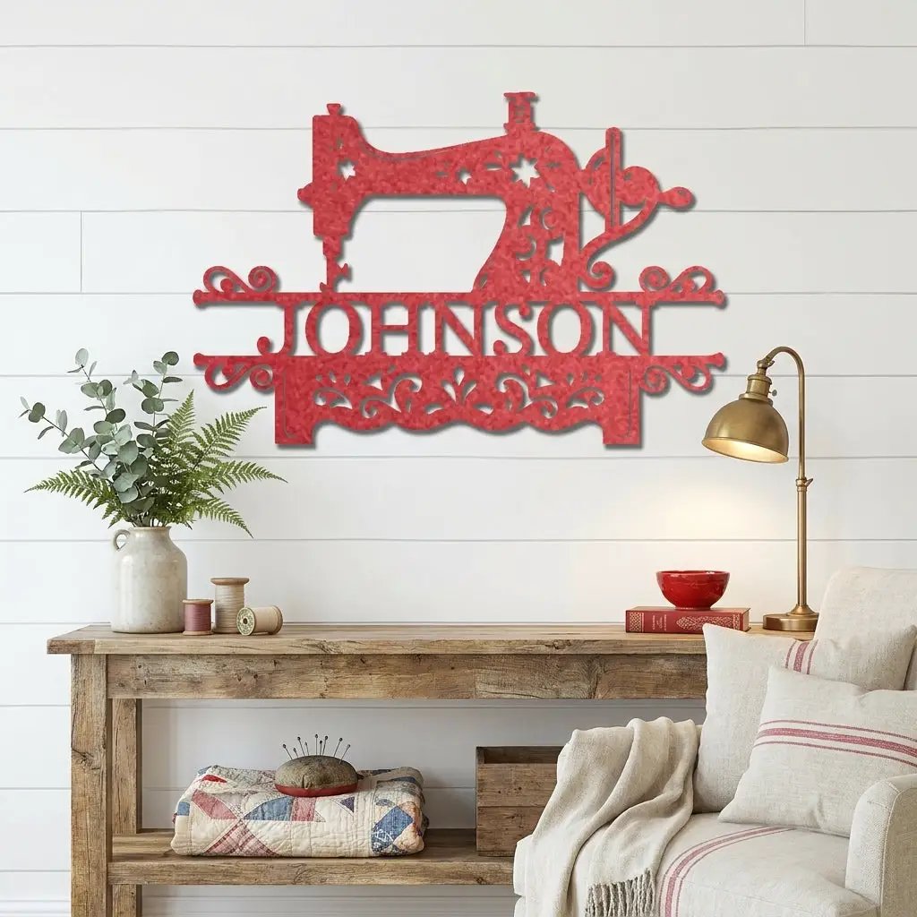 Personalized Sewing Machine Metal Wall Art Custom Name Sign Quilter Gift Sewist Decor Craft Room Wall Decor Vintage Sewing Machine Sign