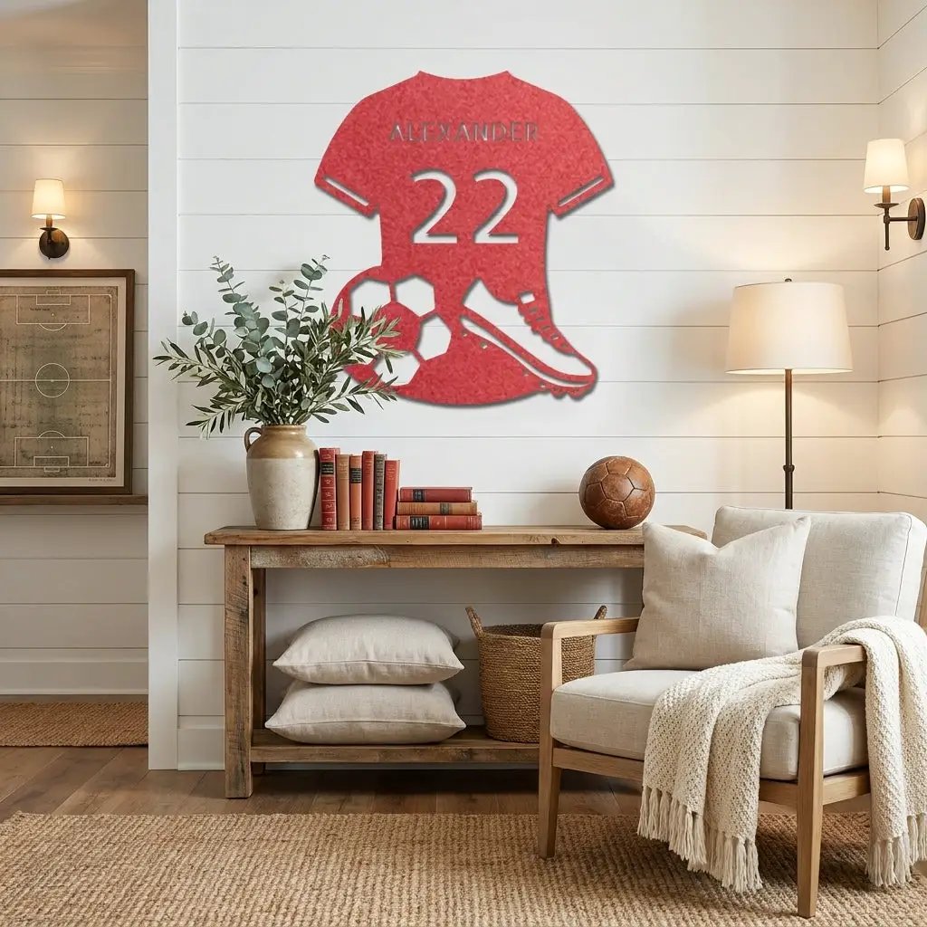 Soccer Jersey Monogram Custom Name Steel Sign Metal Wall Art