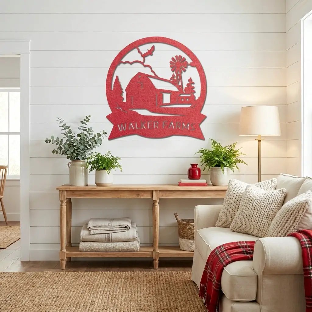 Barn Farmhouse Custom Name Metal Art Wall Sign