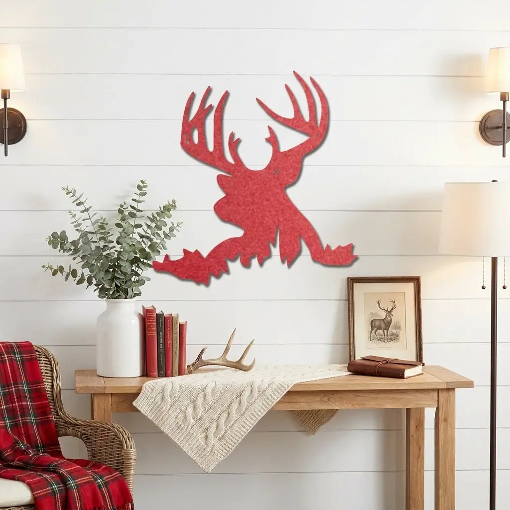 Deer Head Metal Wall Art – Buck Silhouette Wall Decor – Rustic Cabin Decor – Hunting Gift – Lodge Wall Art