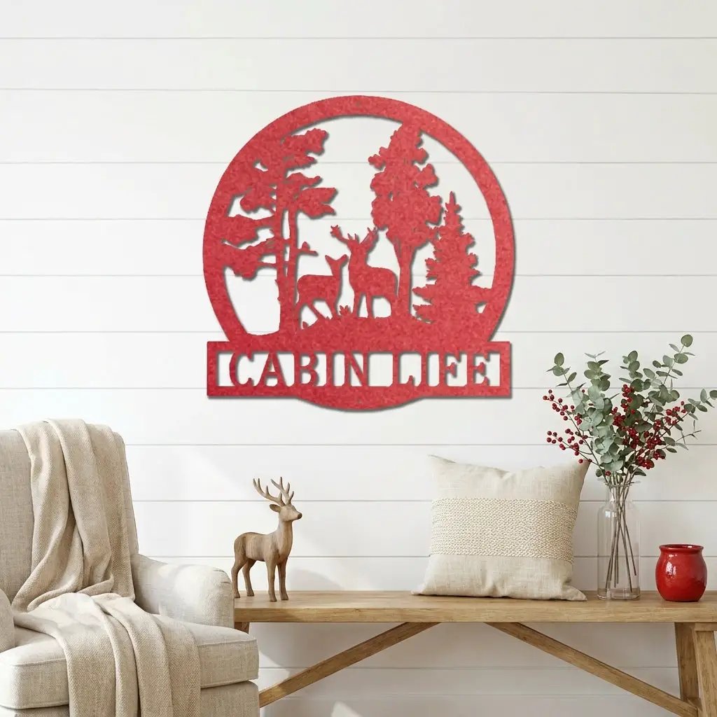 Deer in the Woods Personalized Metal Art Wall Sign: A Serene Slice of Nature for Your Home