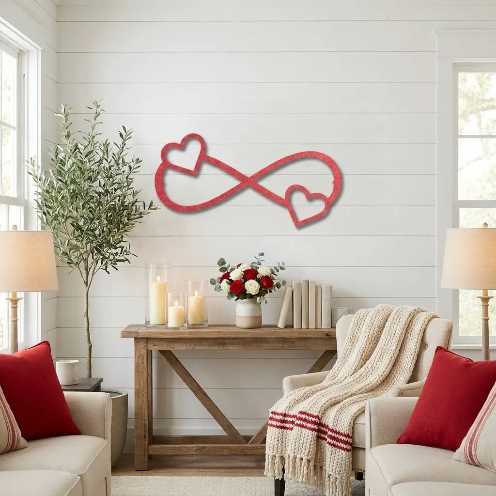 Infinity Heart Metal Wall Art – Personalized Couple Sign – Romantic Wall Decor – Wedding & Anniversary Gift