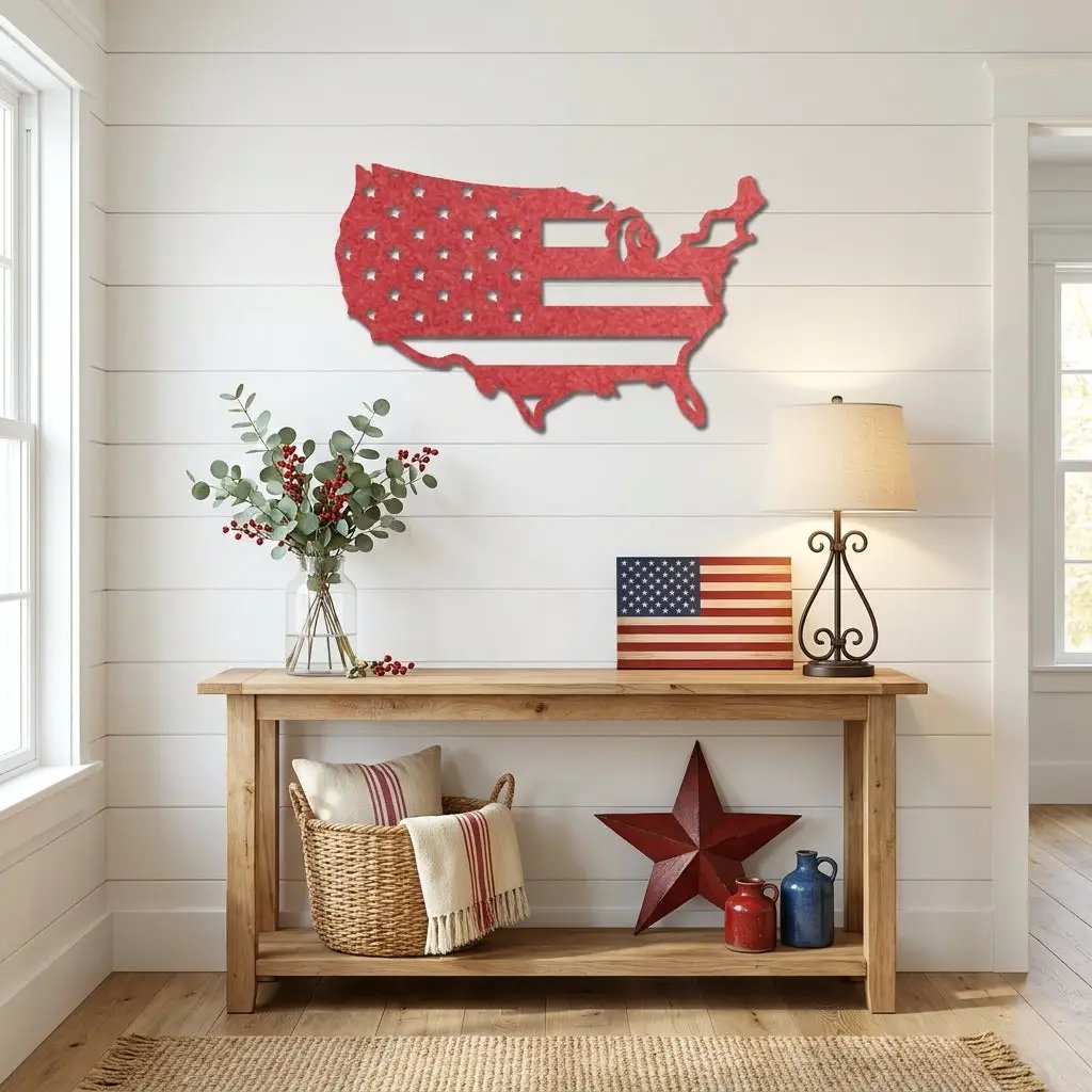 USA Flag Map Metal Wall Art – A Modern Symbol of American Pride