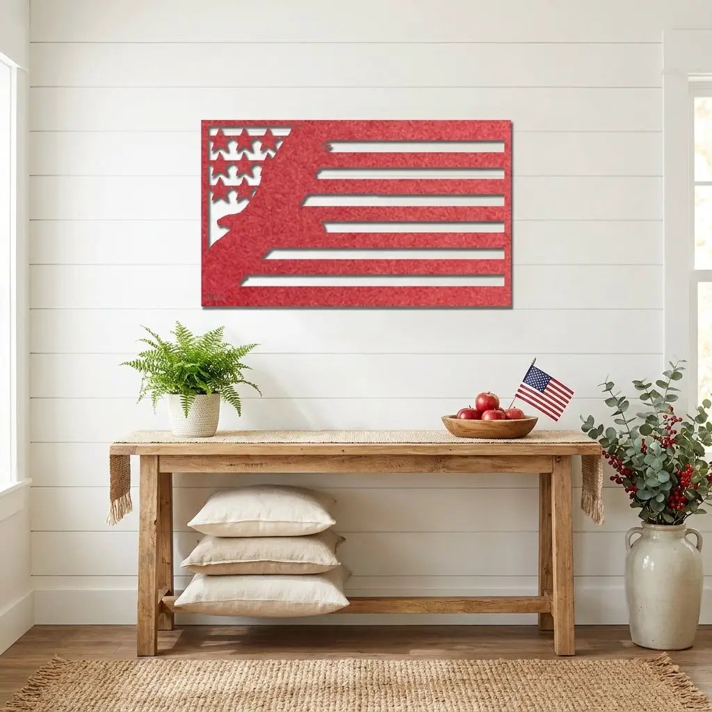 American Flag Eagle Metal Wall Art, Patriotic Eagle Decor, USA Flag Wall Art,