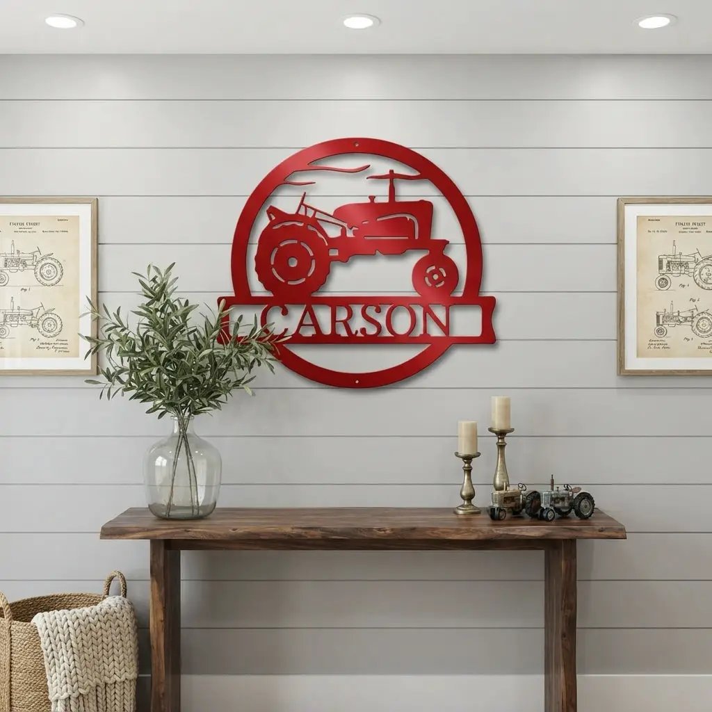 Personalized Tractor Metal Wall Art | Custom Farm Name Sign | Farmer Metal Sign | Rustic Farmhouse Decor | Country Wall Art | Made in USA