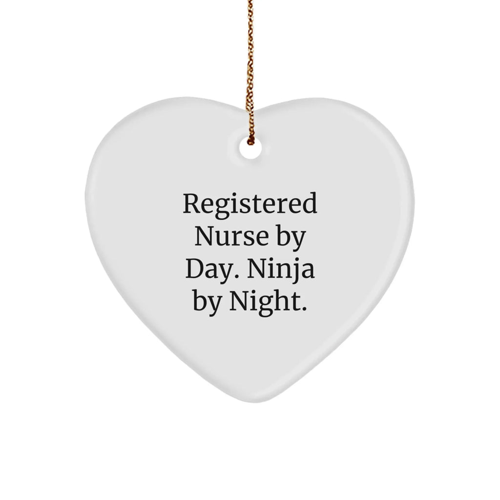 Registered Nurse Gifts, Heart Ornament, Funny Quote: 'Registered Nurse By Day. Ninja By Night.' Gifts from Family, Coworkers, Friends, for Christmas