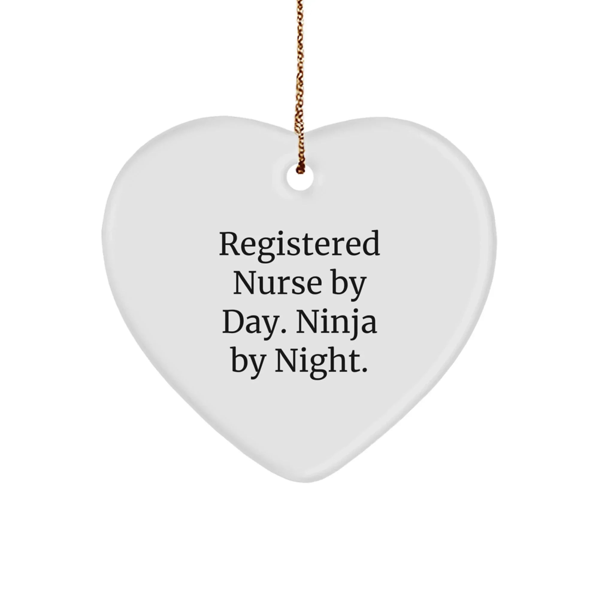 Registered Nurse Gifts, Heart Ornament, Funny Quote: 'Registered Nurse By Day. Ninja By Night.' Gifts from Family, Coworkers, Friends, for Christmas