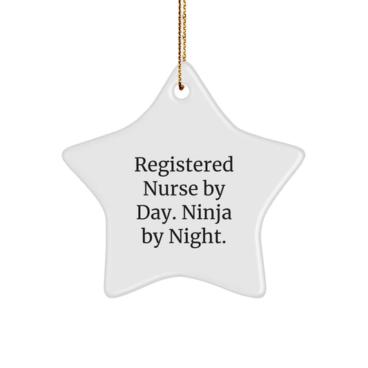 Registered Nurse Gifts by Day, Ninja by Night Star Ornament, Funny Quote, Christmas Unique Gifts for Registered Nurse - Image 1