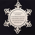 Remarkable Receptionist Gifts, Your dedication and hard work, Inspirational Birthday Christmas Unique Snowflake Ornament For Receptionist, Coworkers, Men, Women, Friends