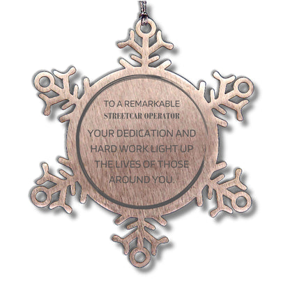 Remarkable Streetcar Operator Gifts, Your dedication and hard work, Inspirational Birthday Christmas Unique Snowflake Ornament For Streetcar Operator, Coworkers, Men, Women, Friends