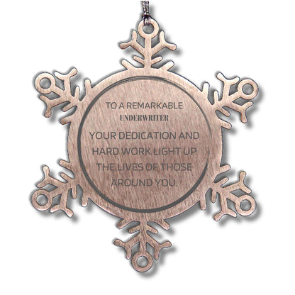 Remarkable Underwriter Gifts, Your dedication and hard work, Inspirational Birthday Christmas Unique Snowflake Ornament For Underwriter, Coworkers, Men, Women, Friends