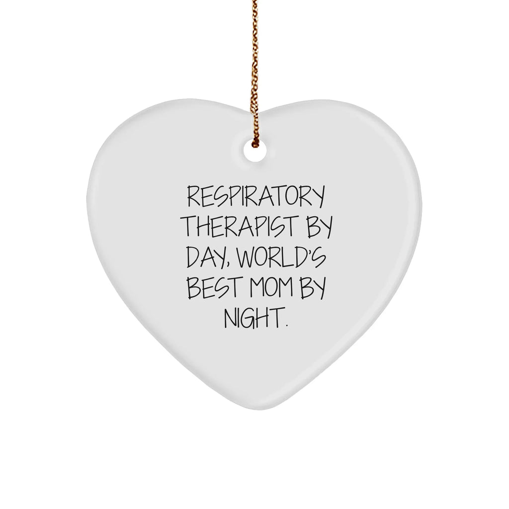 Respiratory Therapist Gifts, Funny Heart Ornament for Christmas, 'Respiratory Therapist by Day, World's Best Mom by Night', Gifts from Family to Respiratory Therapist
