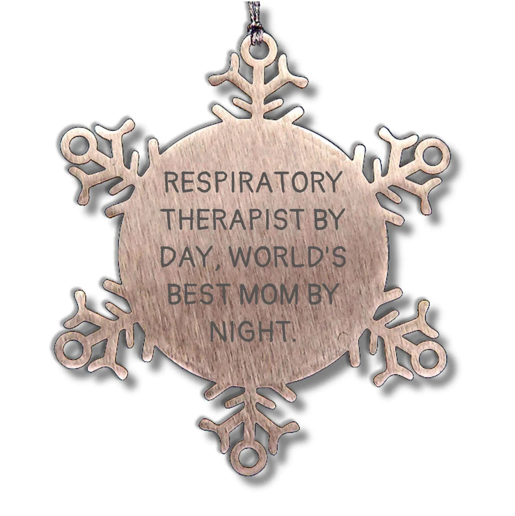 Respiratory Therapist Gifts by Day, Snowflake Ornament by Night, Funny Quotes, Handcrafted Stainless Steel, Christmas Unique Gifts for Respiratory Therapist Friends and Family
