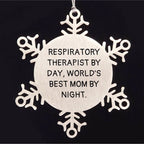 Respiratory Therapist Gifts by Day, Snowflake Ornament by Night, Funny Quotes, Handcrafted Stainless Steel, Christmas Unique Gifts for Respiratory Therapist Friends and Family