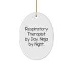 Respiratory Therapist Gifts from Friends - Inspirational Ninja by Night Oval Ornament for Christmas
