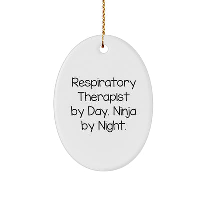 Respiratory Therapist Gifts from Friends - Inspirational Ninja by Night Oval Ornament for Christmas