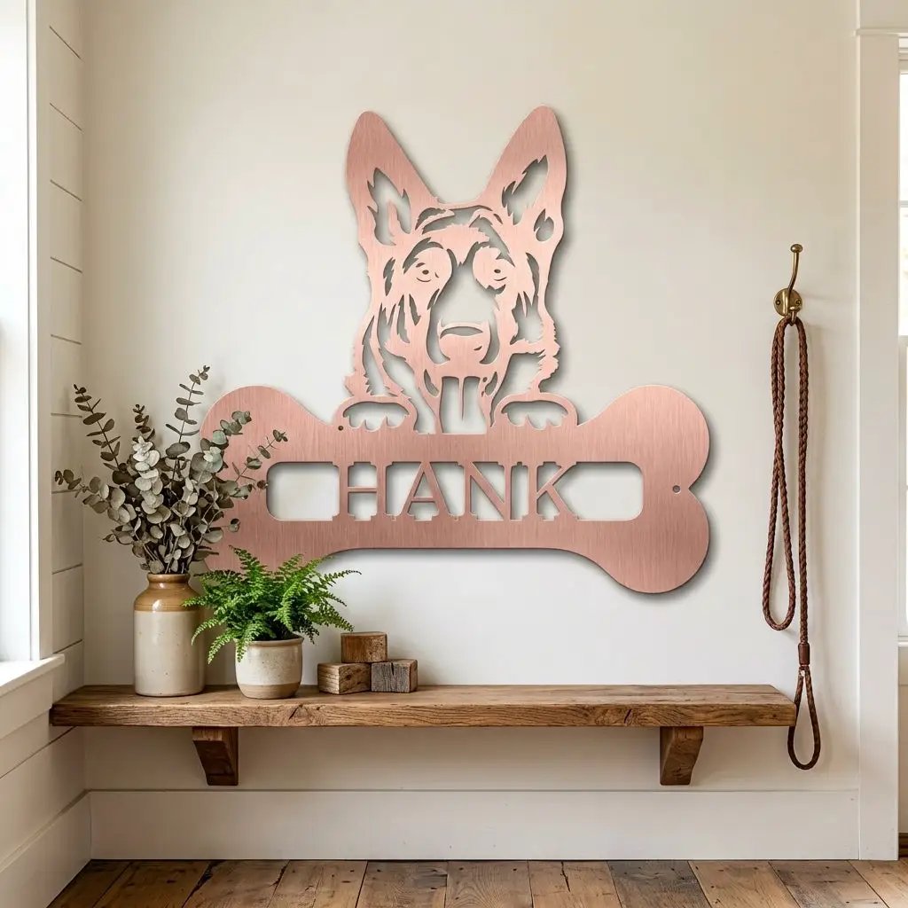 German Sheperd Custom Name Metal Art Wall Sign