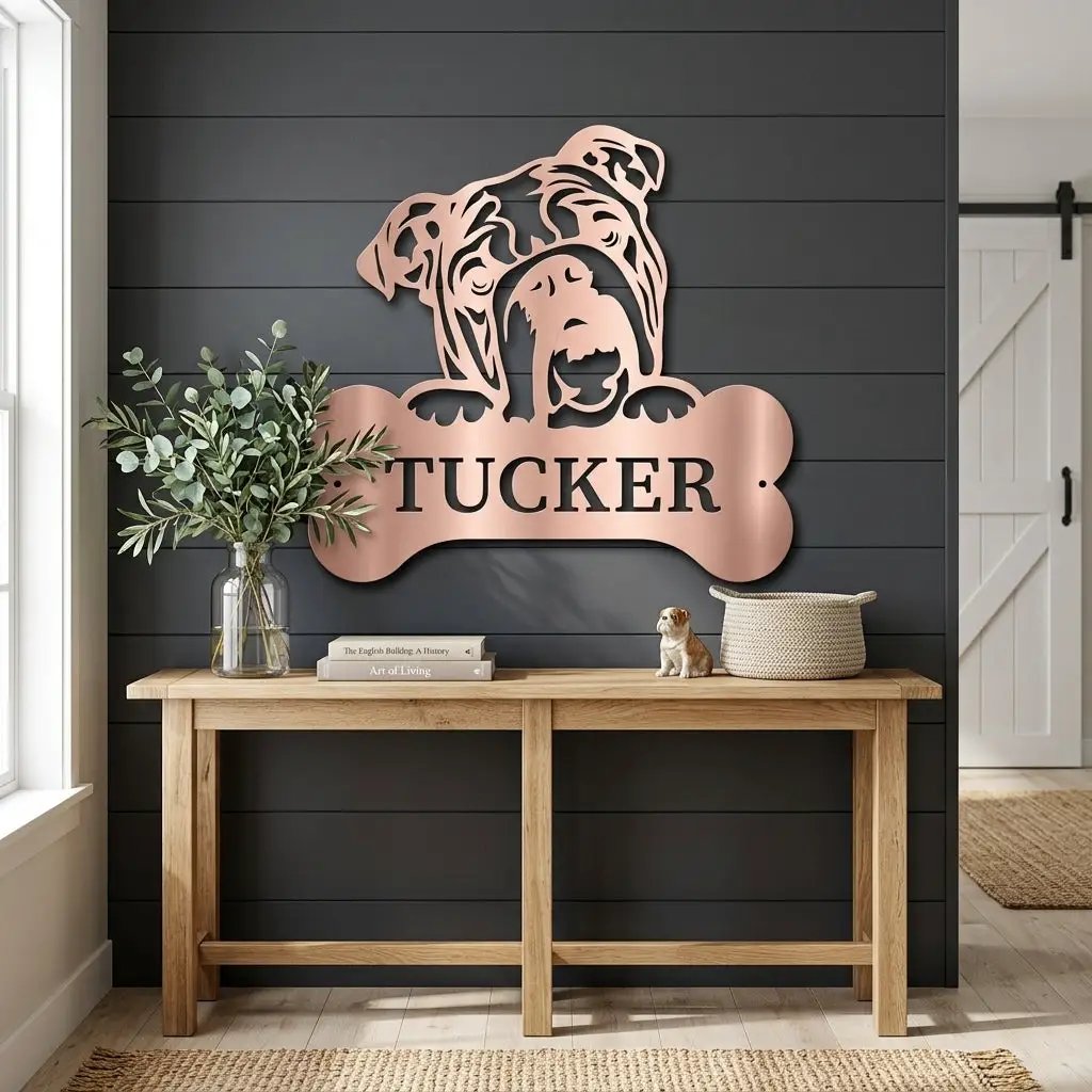 Bulldog Custom Name Metal Art Wall Sign