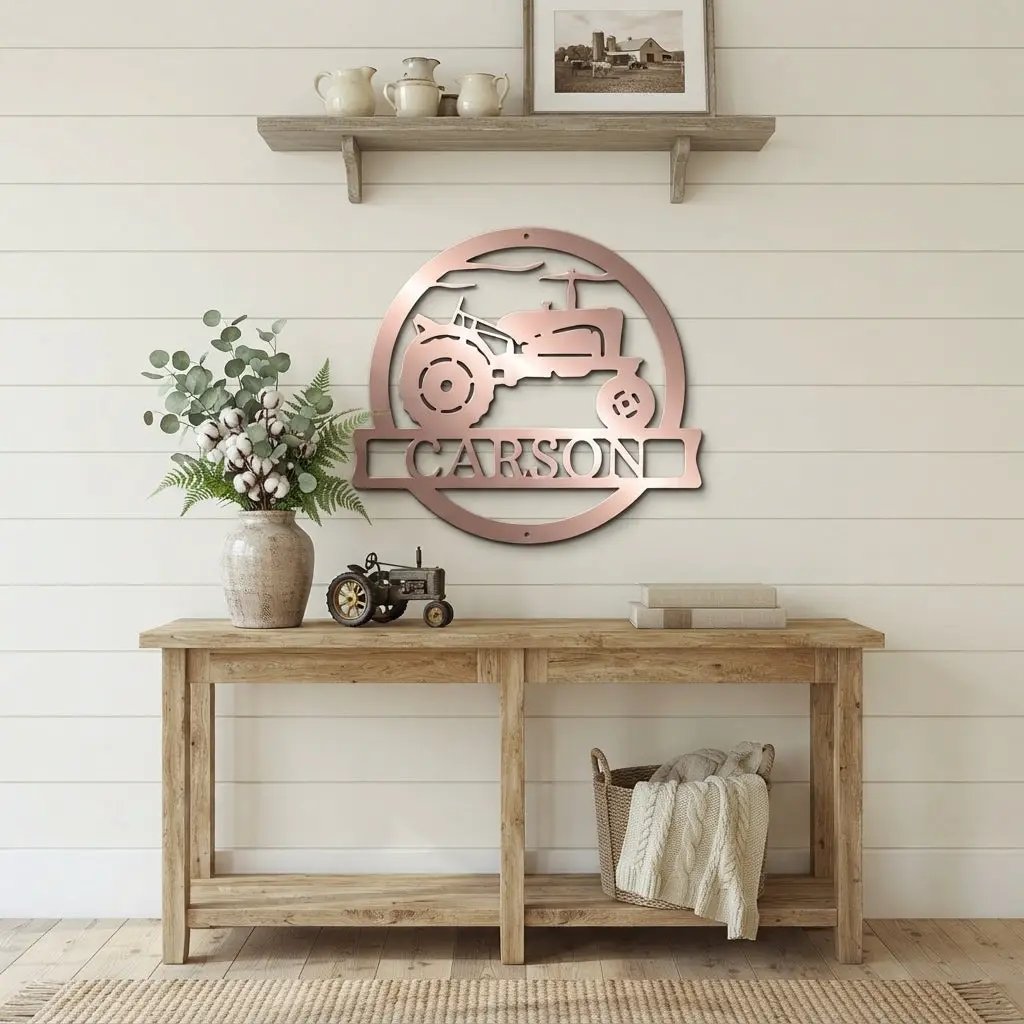 Personalized Tractor Metal Wall Art | Custom Farm Name Sign | Farmer Metal Sign | Rustic Farmhouse Decor | Country Wall Art | Made in USA
