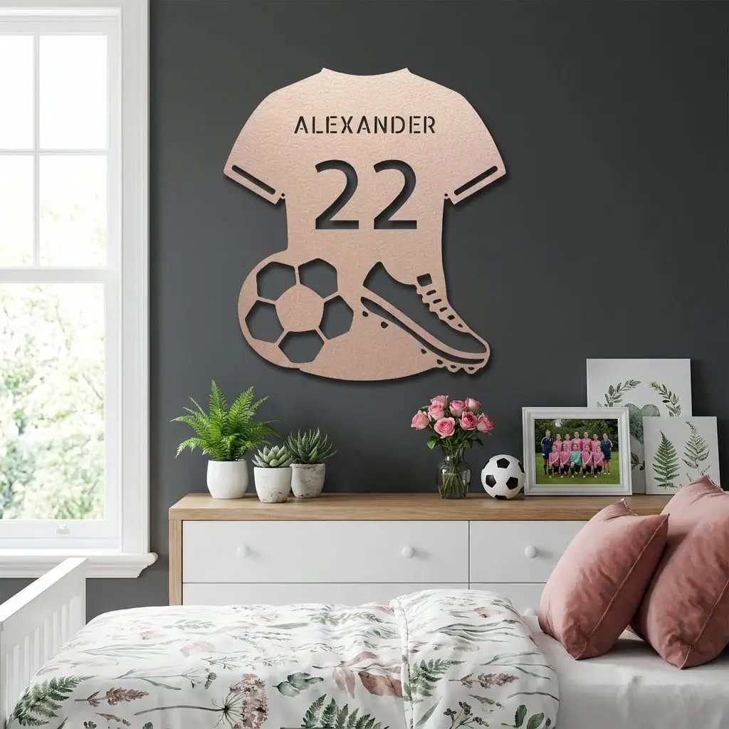Soccer Jersey Monogram Custom Name Steel Sign Metal Wall Art