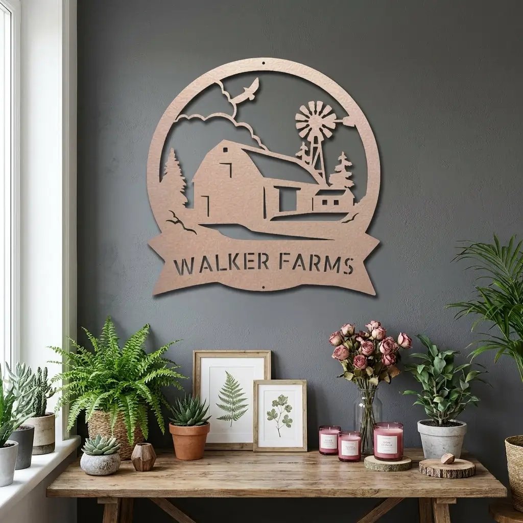 Barn Farmhouse Custom Name Metal Art Wall Sign