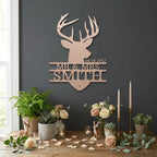 Personalized Deer Head Metal Sign, Mr & Mrs Name Sign, Wedding Gift, Anniversary Gift 25th 50th, Custom Last Name Wall Decor, Rustic Lodge Decor