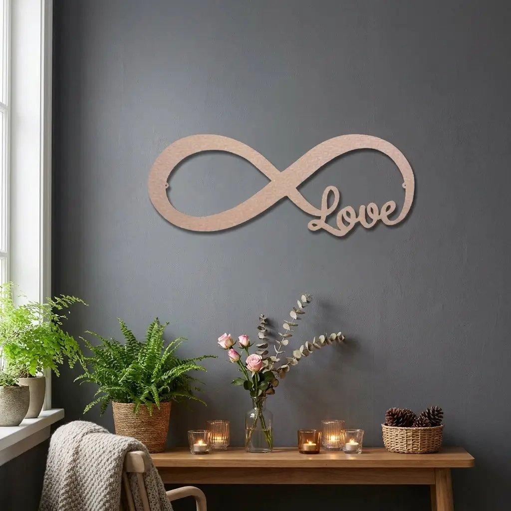 Infinity Love Metal Wall Art – Romantic Minimalist Decor – Wedding & Anniversary Gift