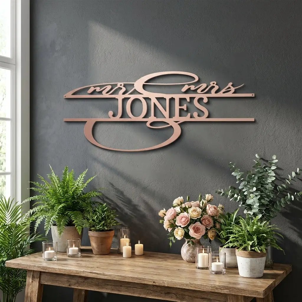 Mr And Mrs Couples Personalized Name Metal Art Wall Sign