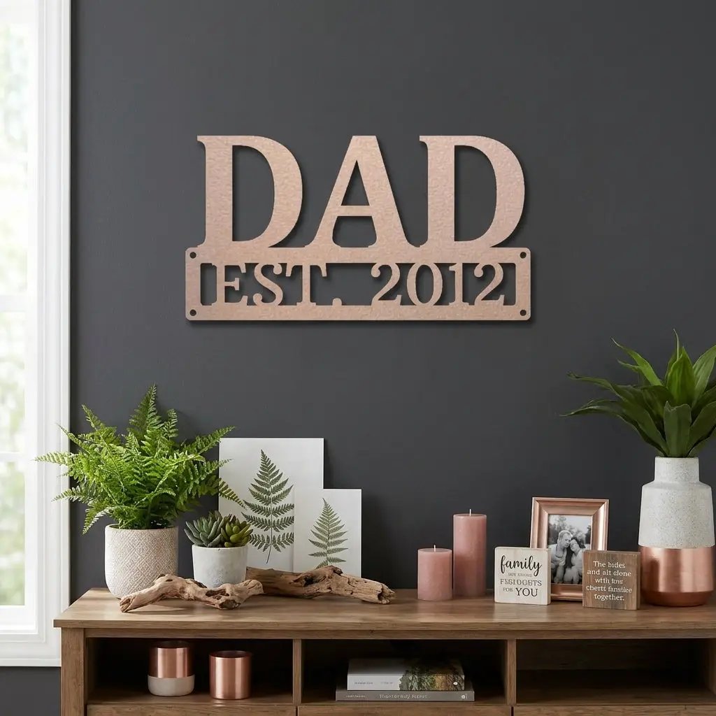 Dad Personalized Established Date Metal Aet Sign – Father’s Day Gift – Custom Family Decor