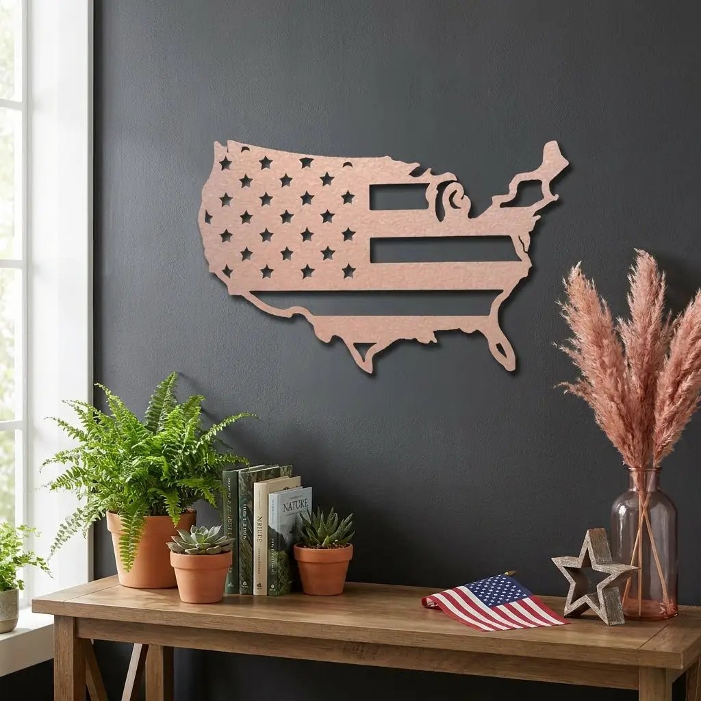 USA Flag Map Metal Wall Art – A Modern Symbol of American Pride