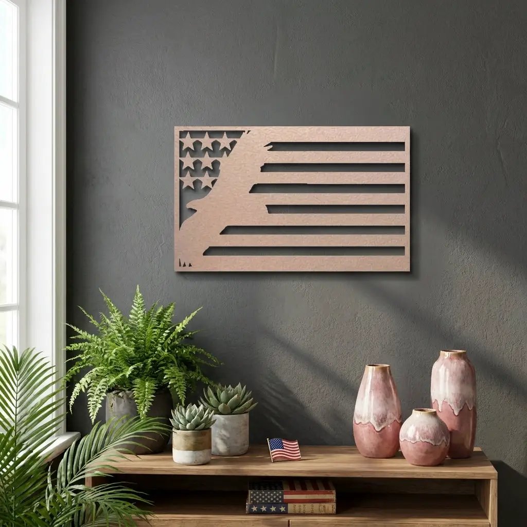 American Flag Eagle Metal Wall Art, Patriotic Eagle Decor, USA Flag Wall Art,