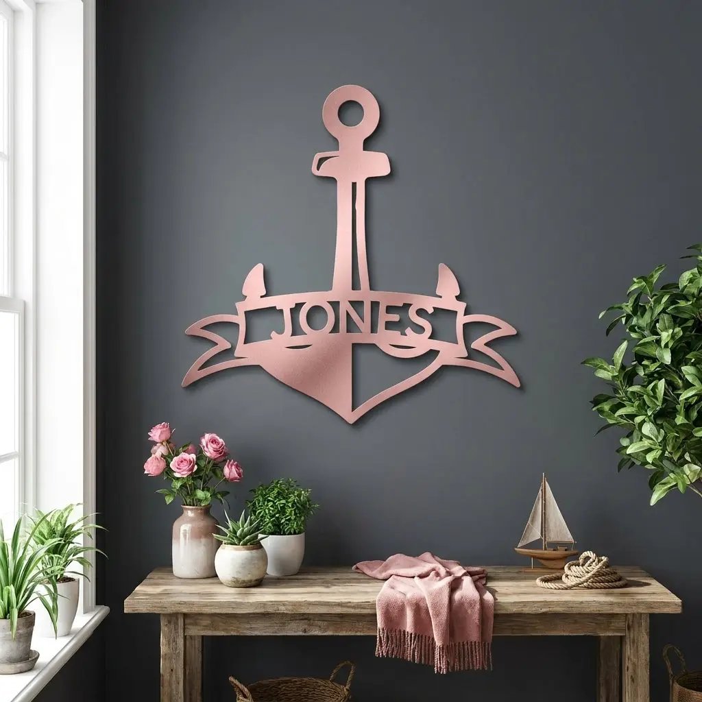 Personalized Anchor Name Metal Art – Simple, Bold, Yours
