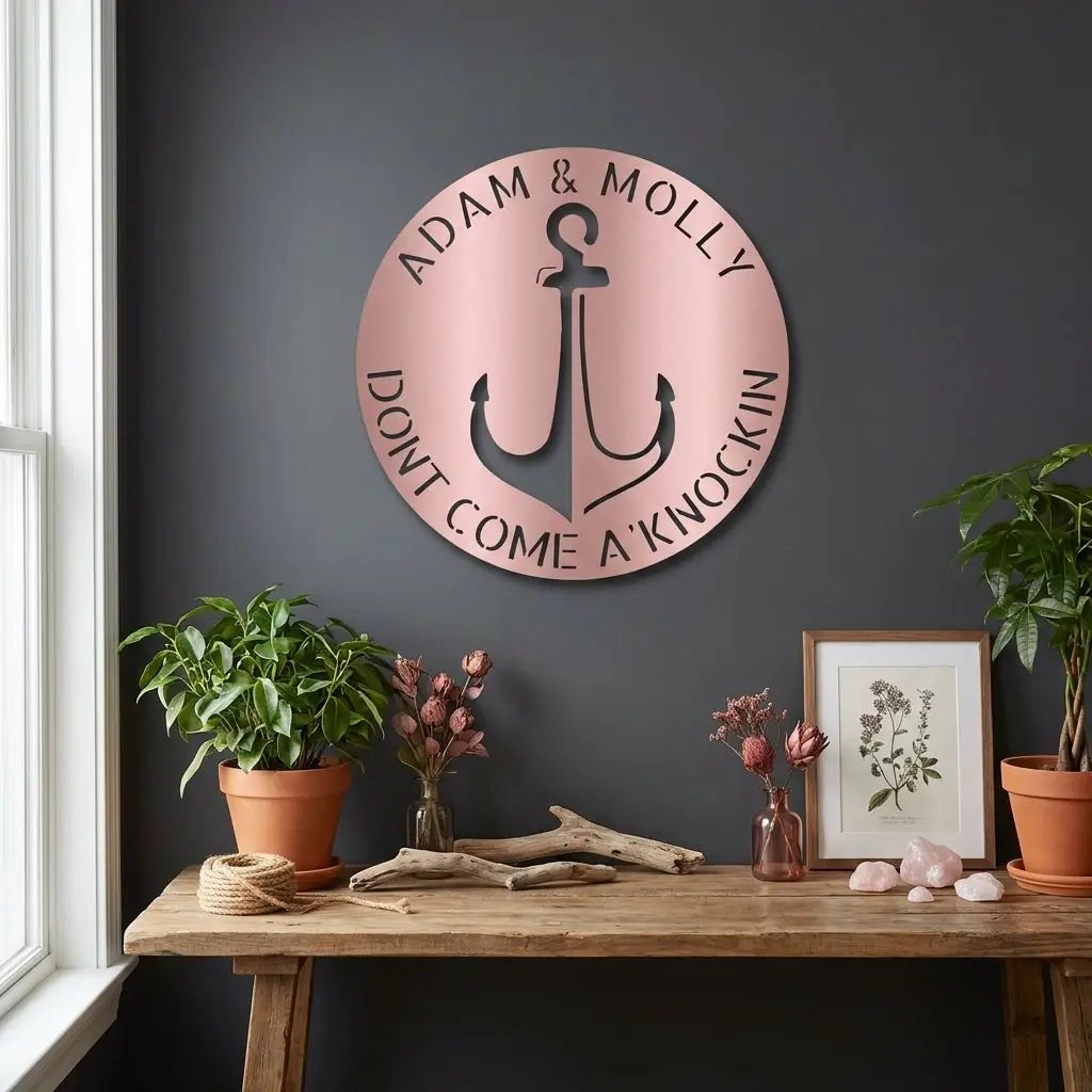 Anchor Personalized Metal Sign, Nautical Wall Decor, Family Name Sign, Beach, Boat House Decor